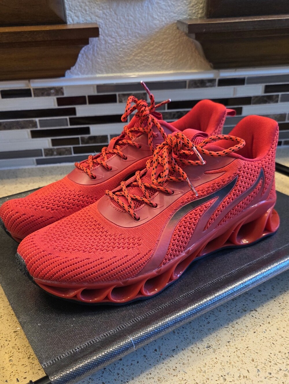 Women's Red Athletic Running Shoes Size 10.5 Lightweight Knit Sneakers